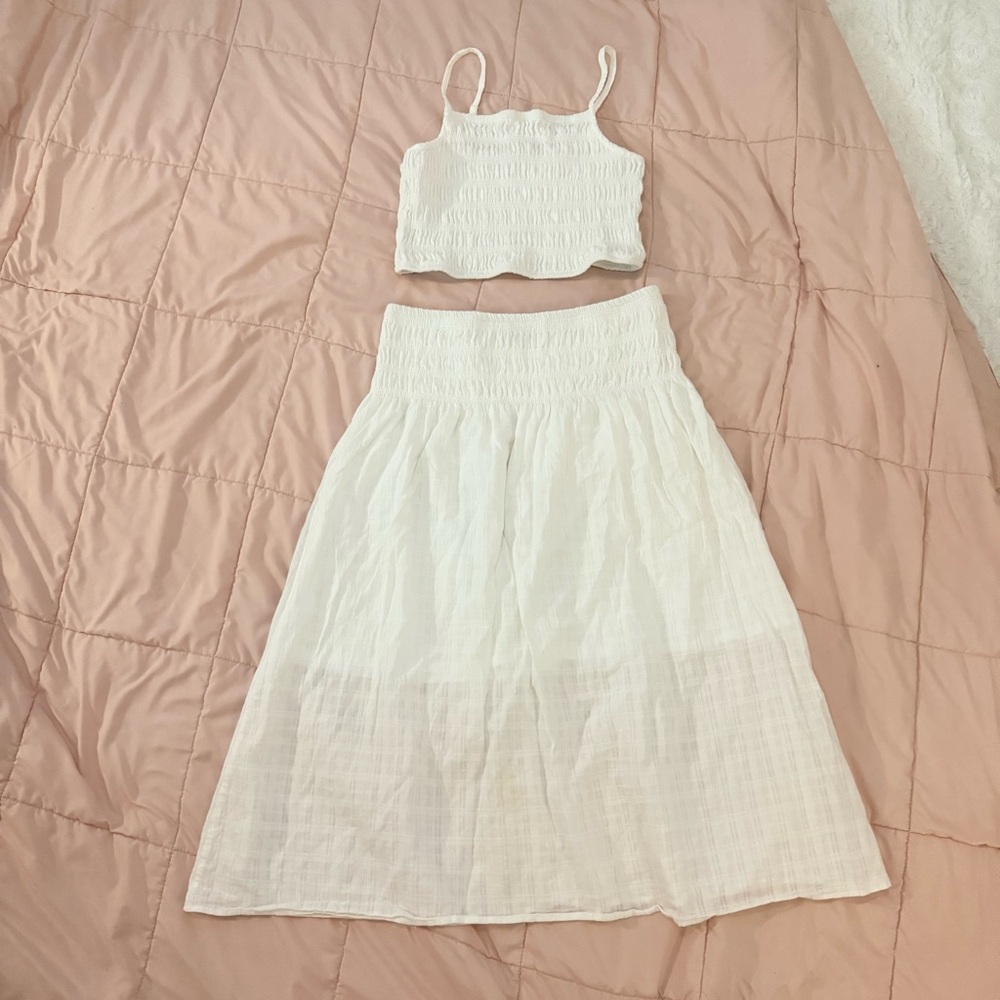 Almost Famous White Midi A-Line Skirt Resort Wear